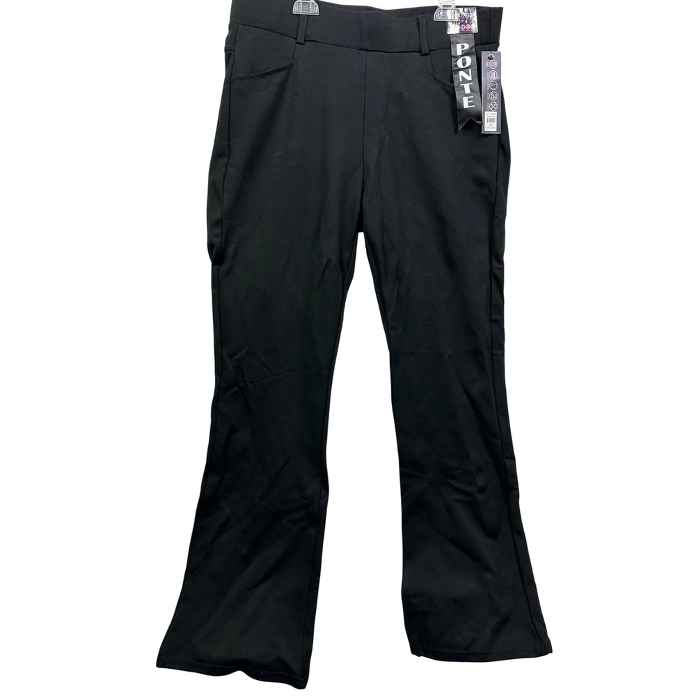 KAY UNGER NEW YORK Ponte Flare Pants Black Women's Size XL W 34 Boot Cut